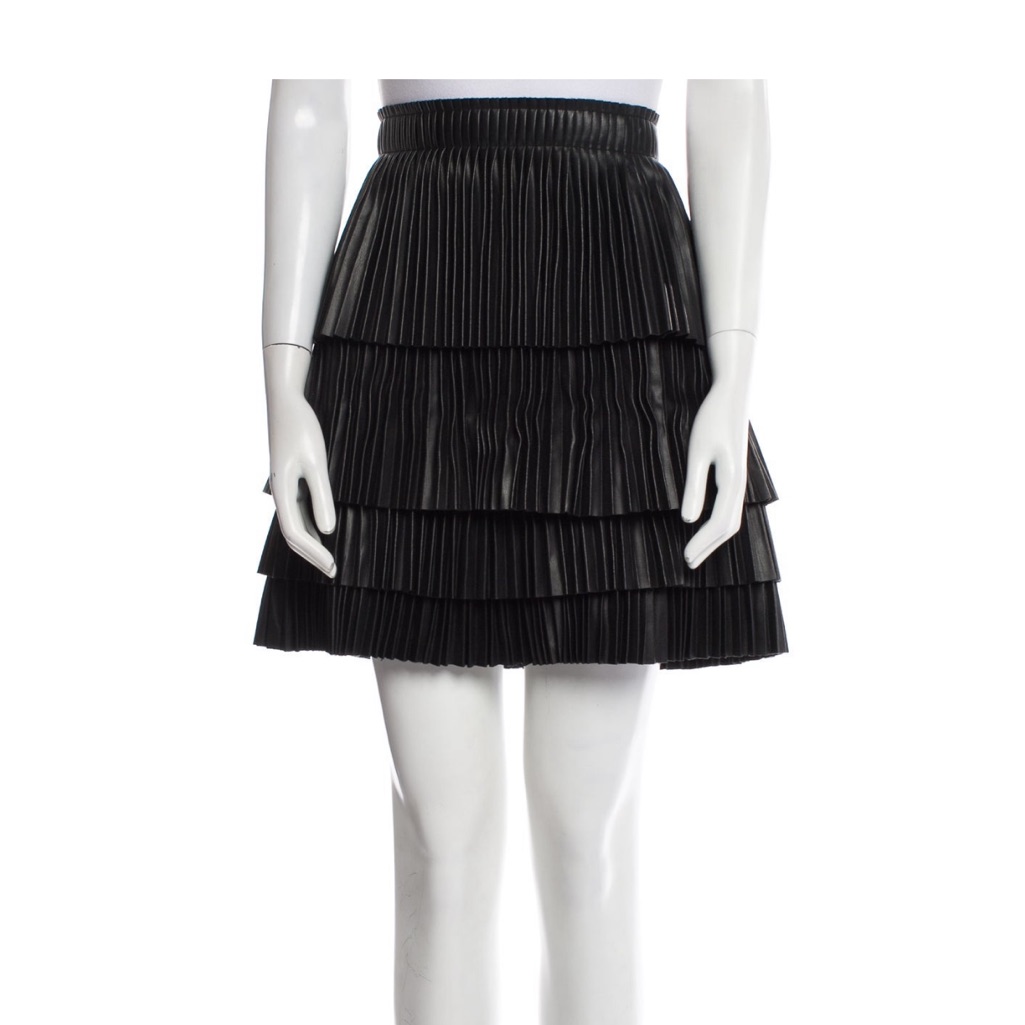 Alexis Vegan Leather Black Pleated Mini Skirt Xs